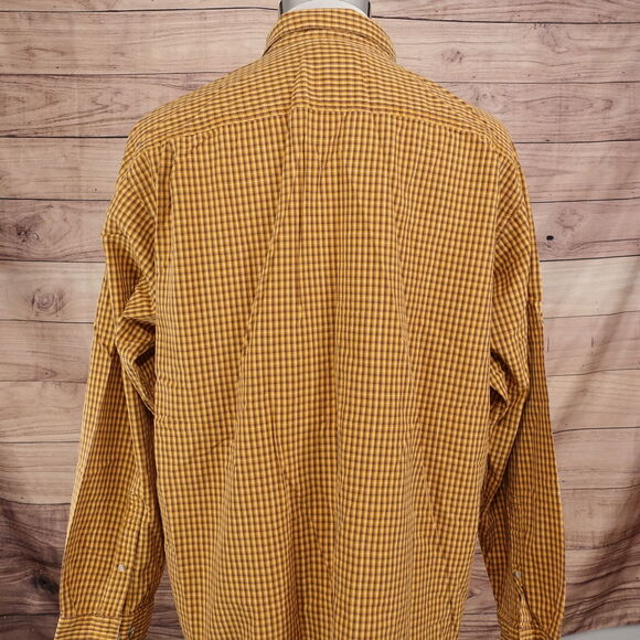 COLUMBIA SPORTSWEAR LONG SLEEVE YELLOW CHECK BUTTON DOWN SHIRT MENS SIZE XL - Picture 4 of 7